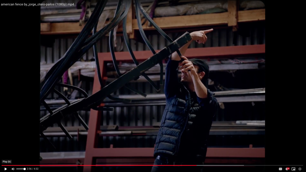 Artist working on his sculpture in the welding shop outside of Oslo, 2019Photo credit: Hacienda Films 